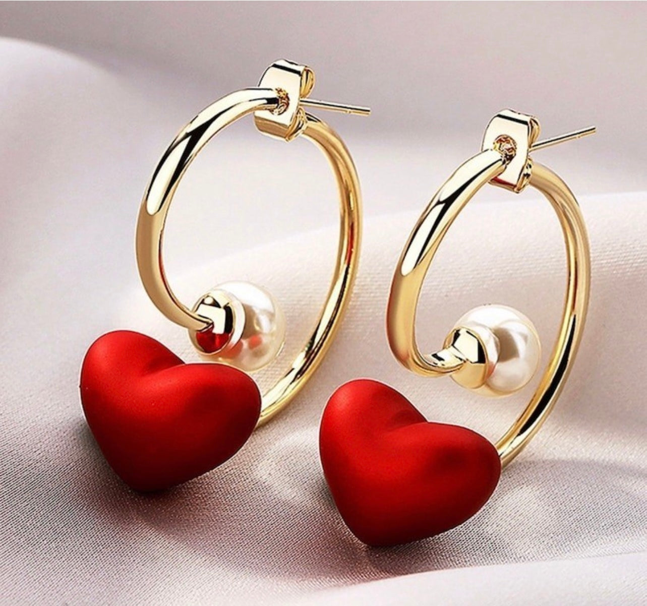 Red heart hoops