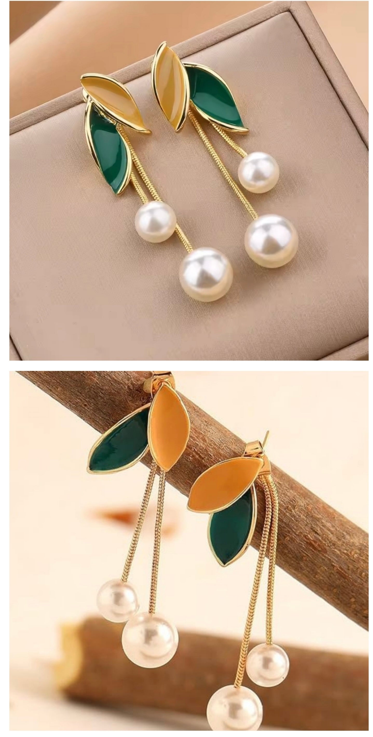 Leaf tassel earrings