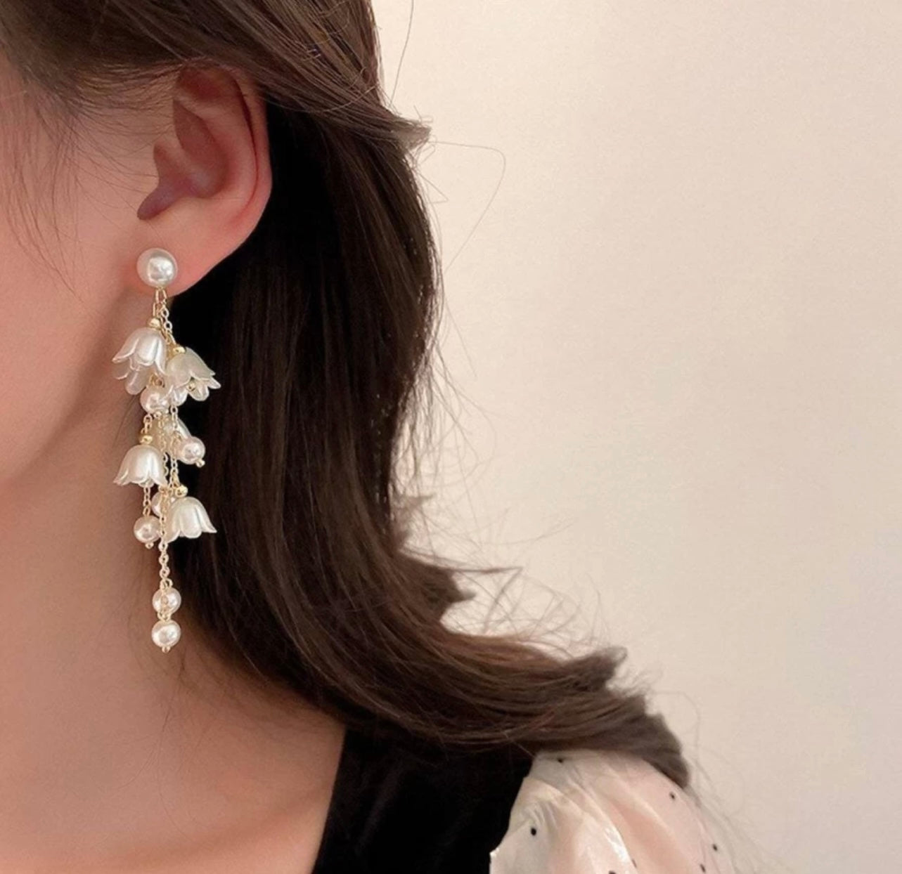 Liliy of the valley dangle earrings