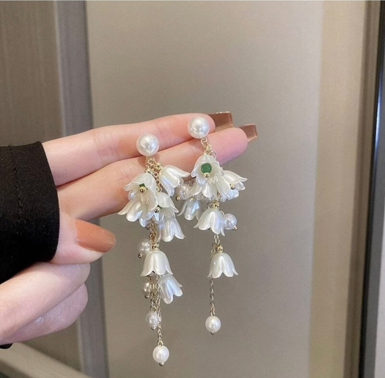 Liliy of the valley dangle earrings