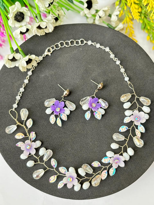 Moonlit Lilac Blossom necklace set