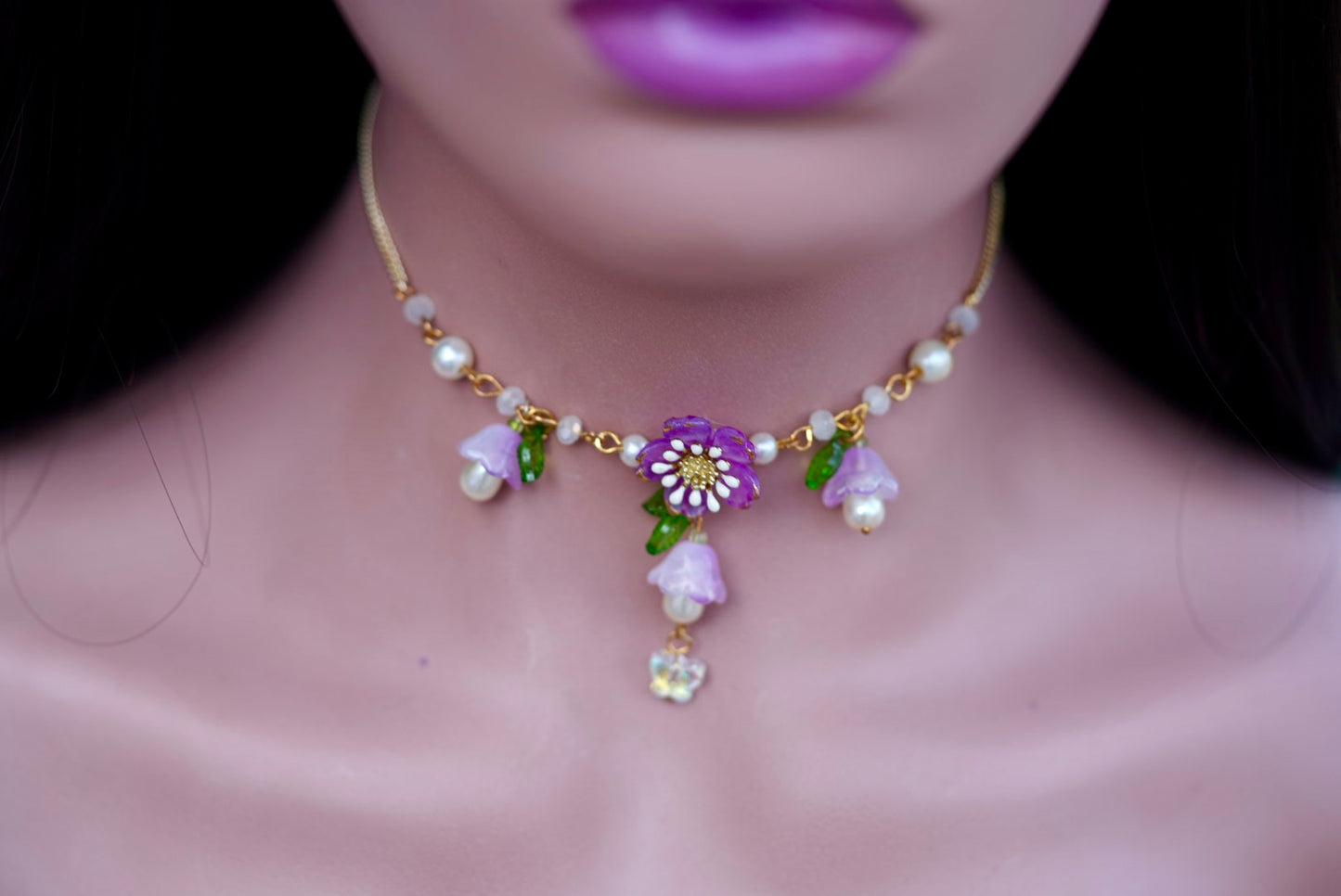Cherry blossom pearl necklace
