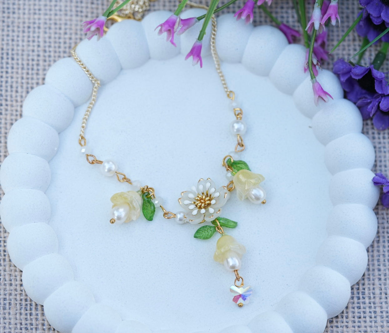 Cherry blossom pearl necklace