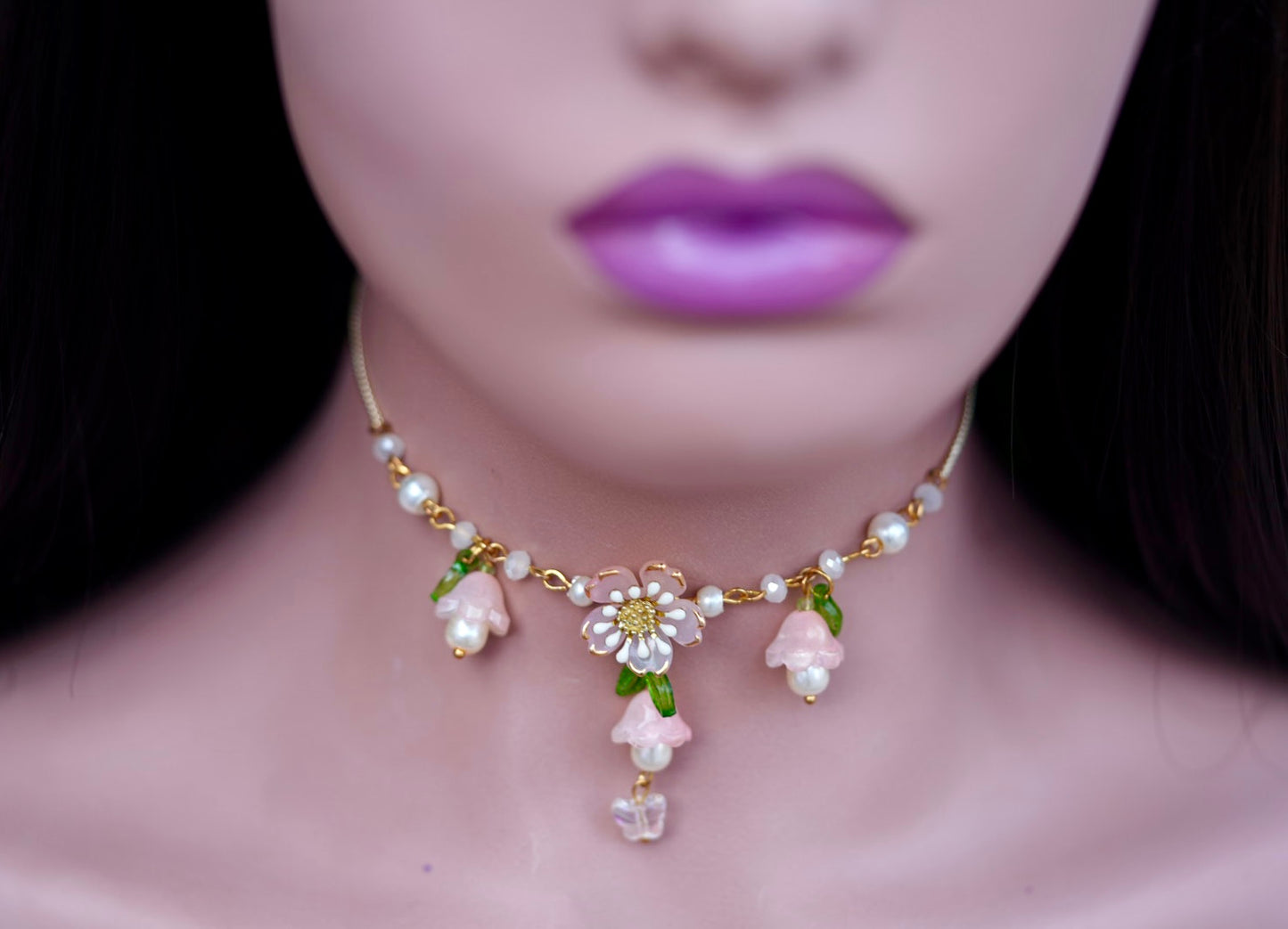 Cherry blossom pearl necklace
