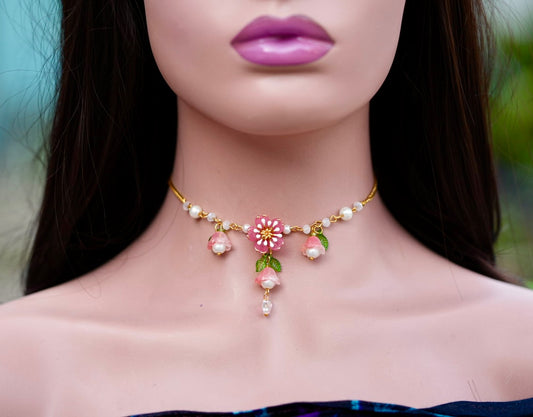 Cherry blossom pearl necklace