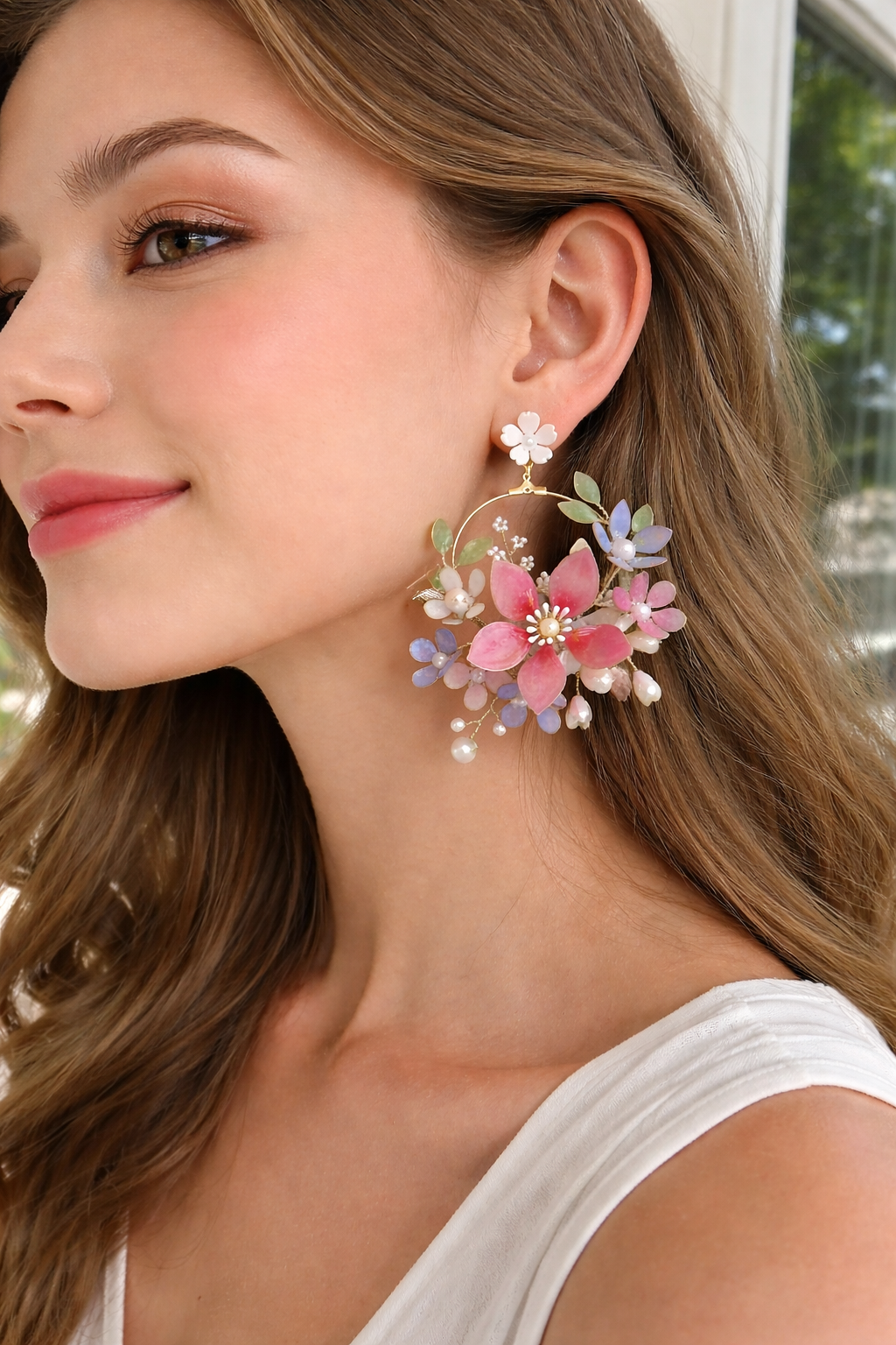 🌸 Blush Meadow Bloom Hoops